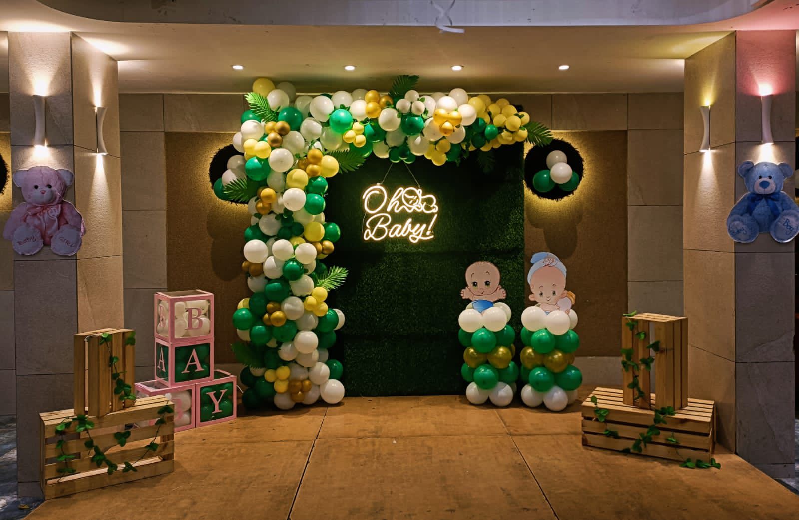 Green & Gold Grass Wall Baby Shower Arch
