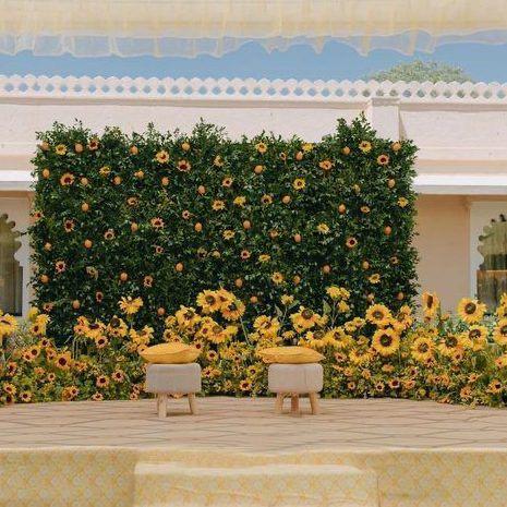 Sunflower Greenery Haldi Wall