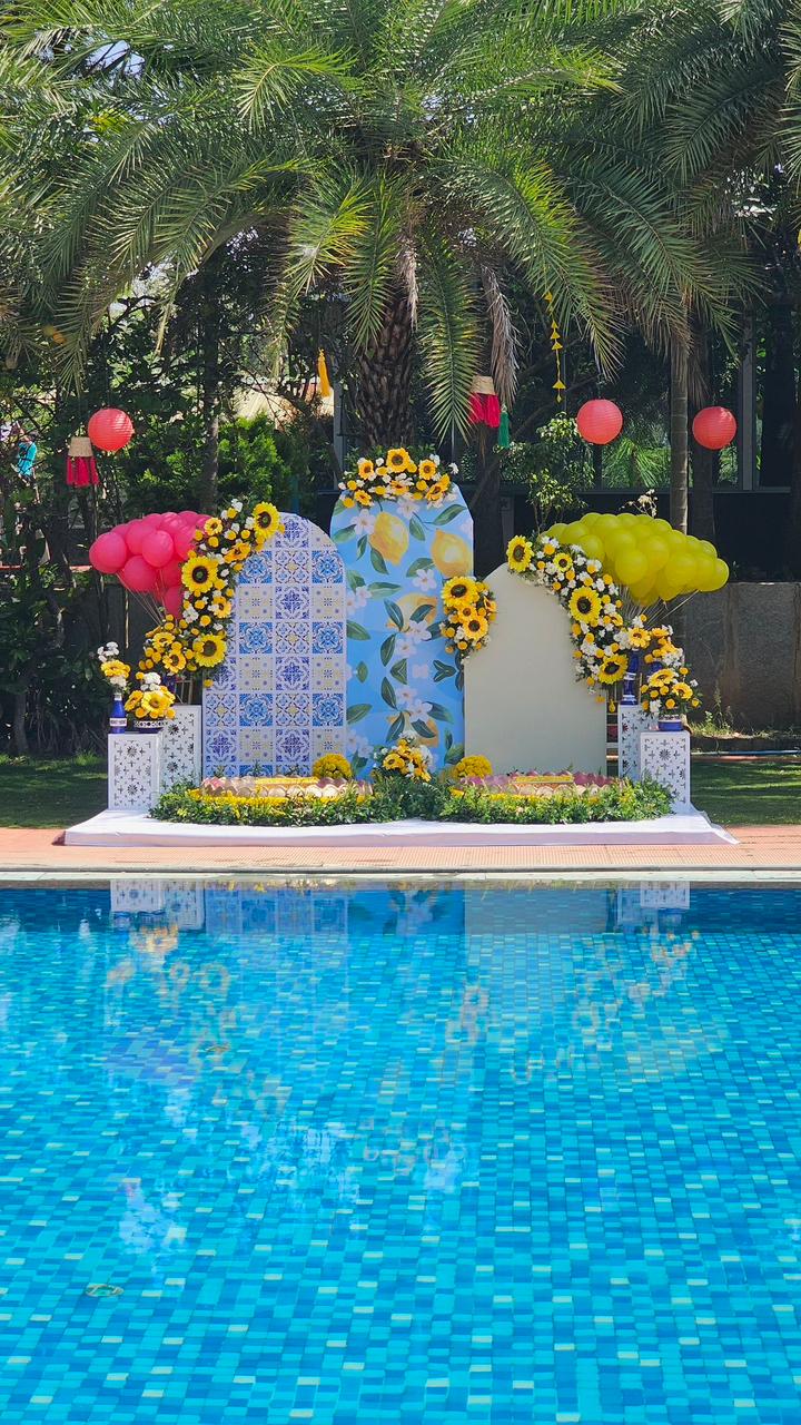 Poolside Sunflower Haldi Arch