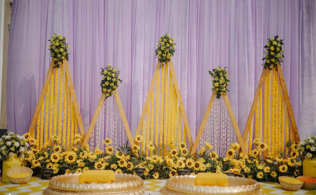 Marigold Cone Haldi Backdrop