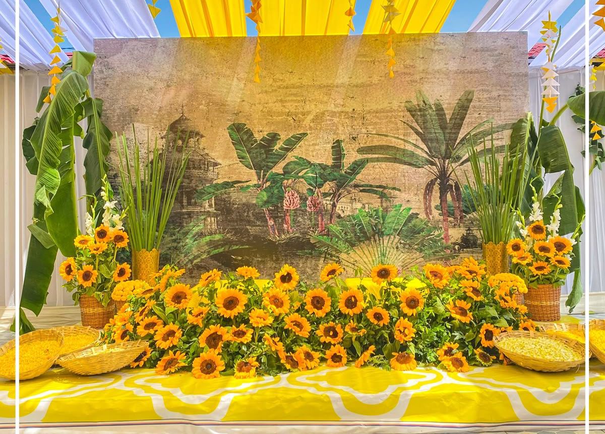 Tropical Banana Leaf Haldi Stage