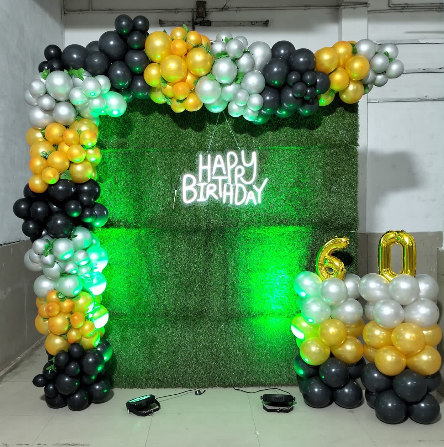 Emerald & Gold Grass Wall Birthday