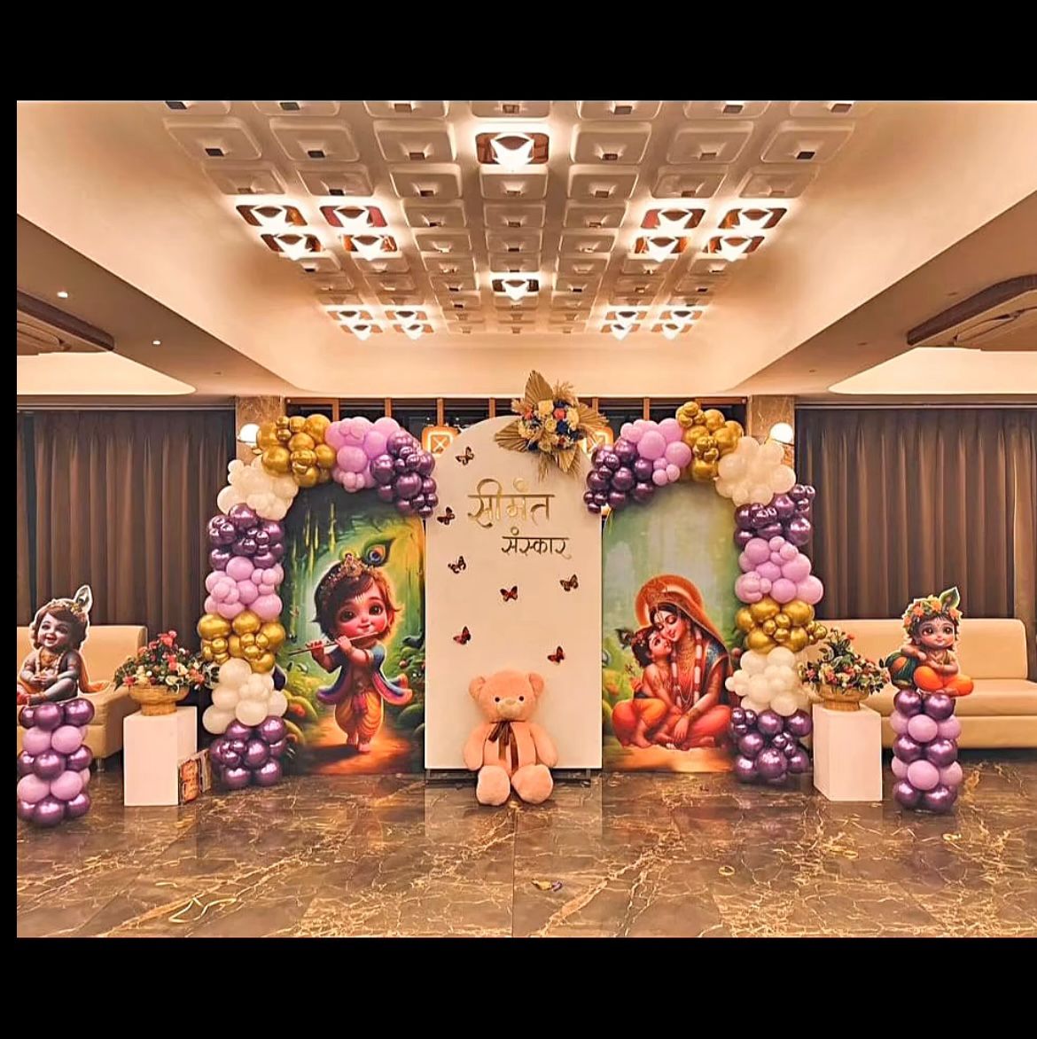 Purple Krishna Seemant Balloon Decor