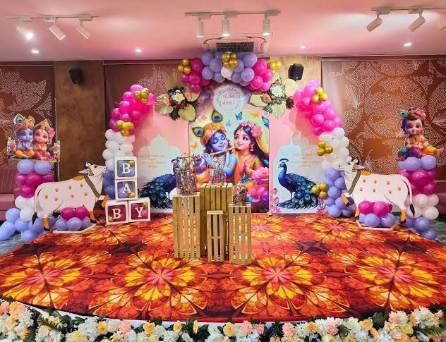 Ganesh Krishna Marigold Balloon Decor