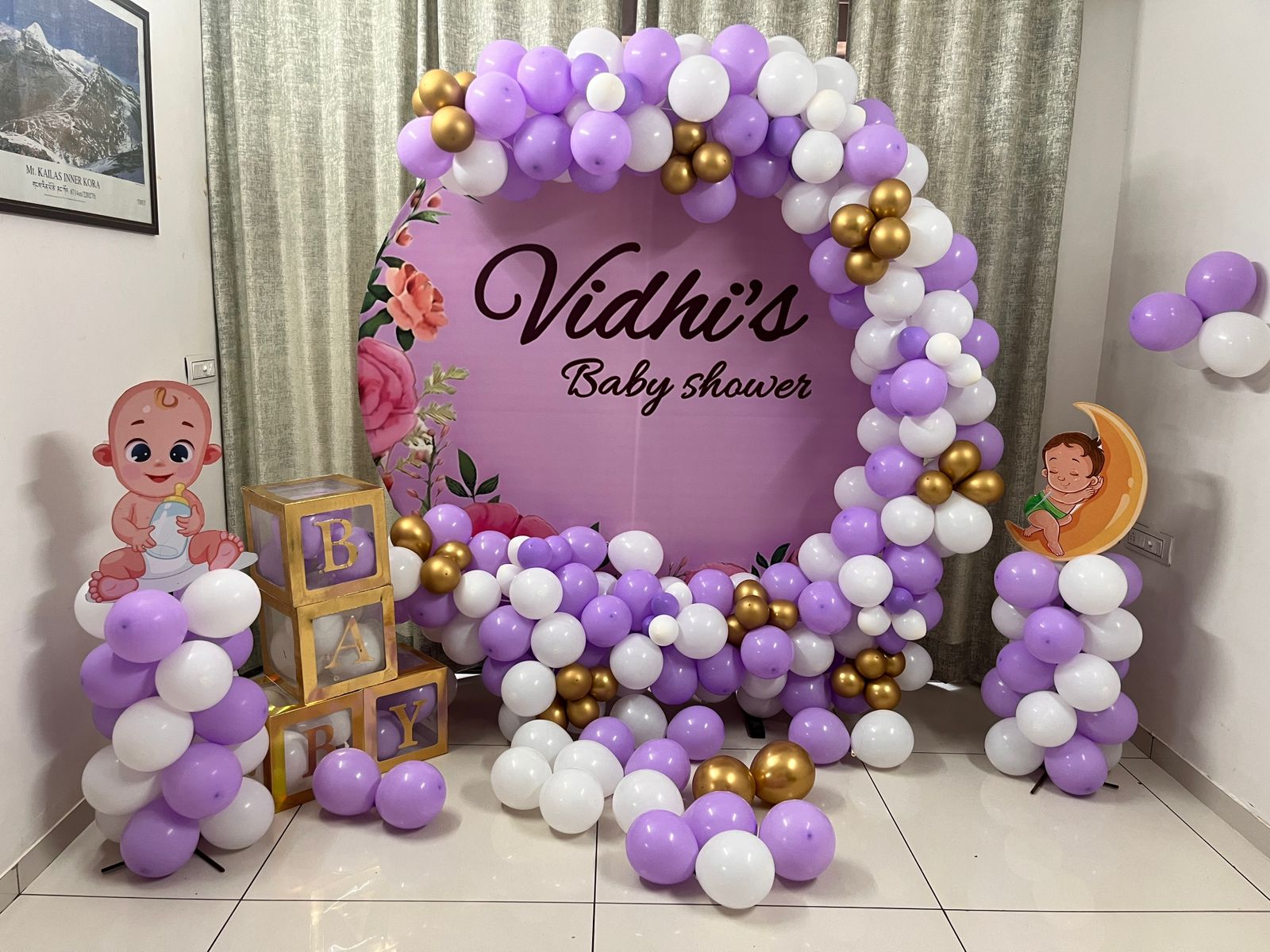 Purple & Gold Floral Ring Baby Shower