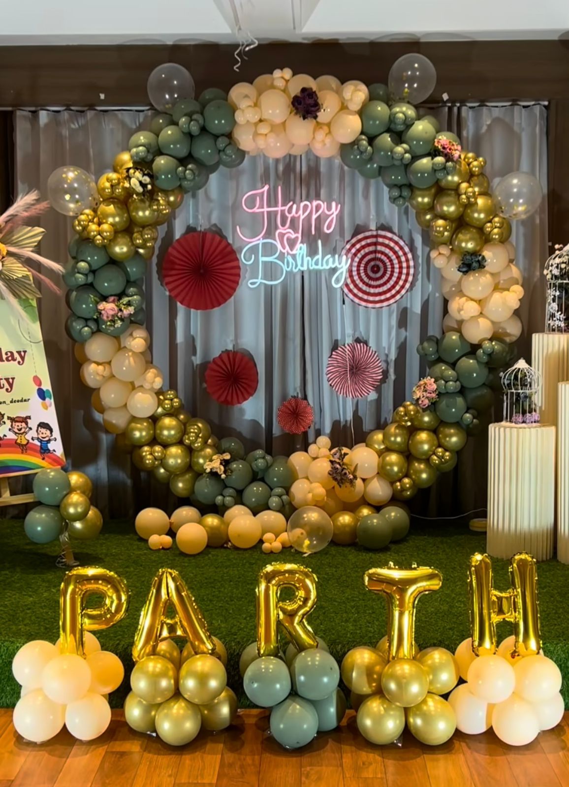 Olive & Gold Grass Wall Birthday