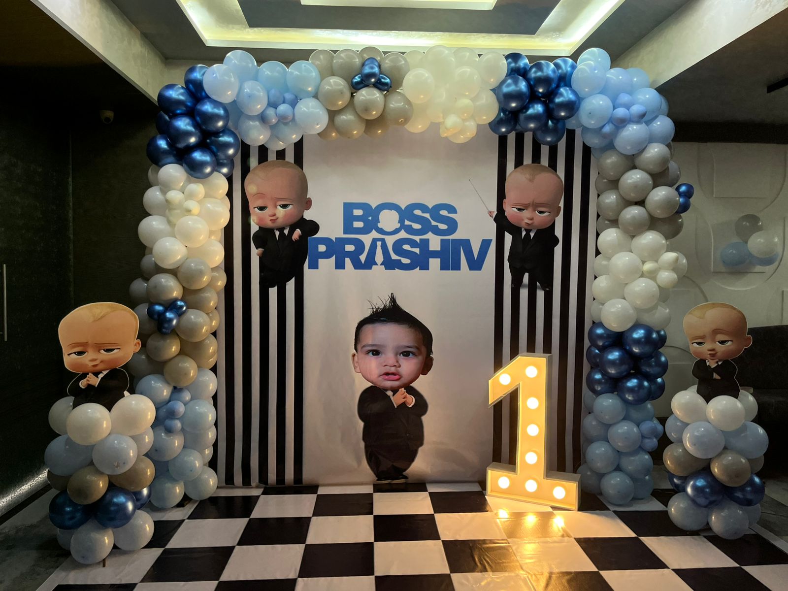 Boss Baby Monochrome Birthday Arch