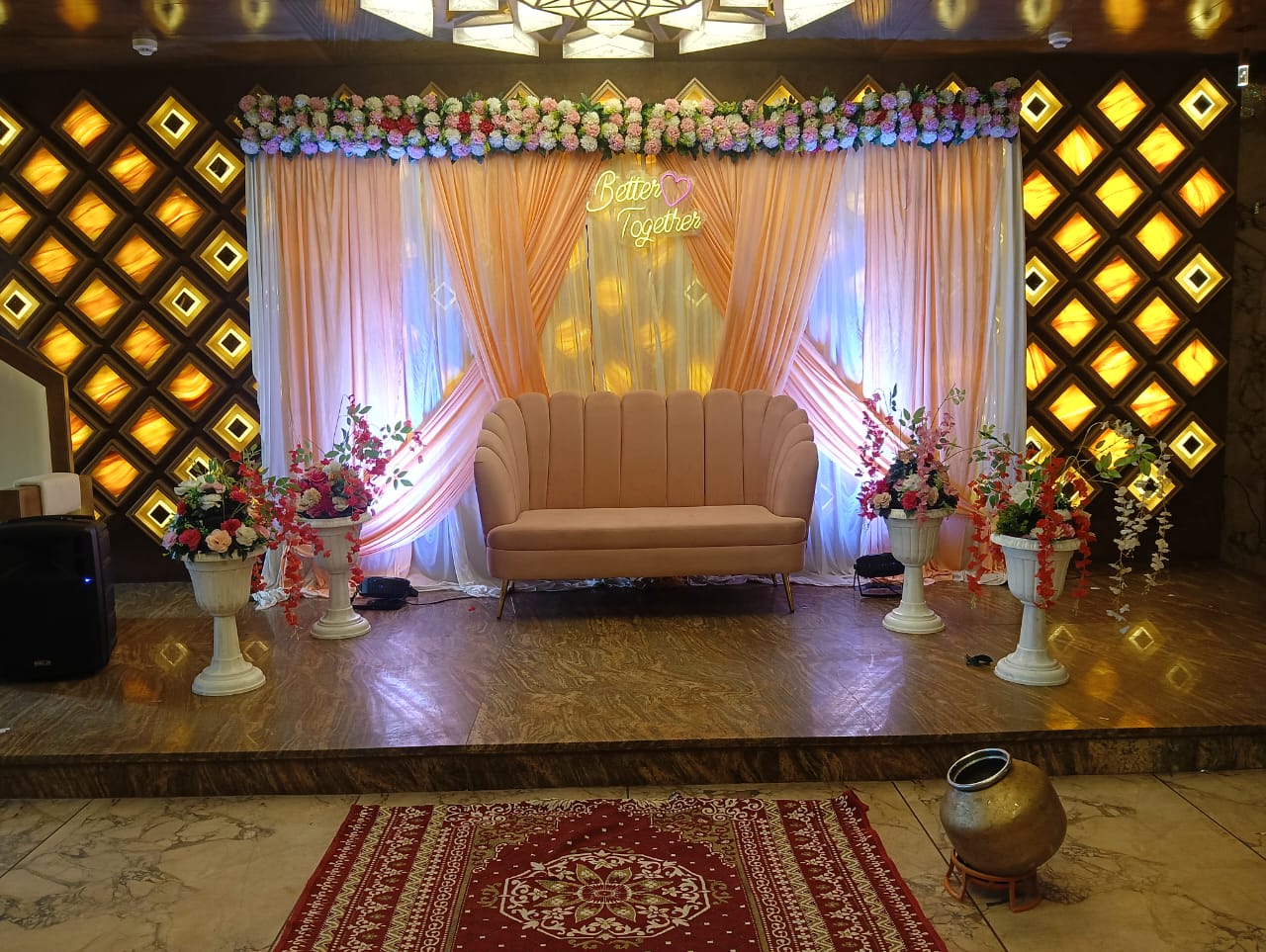 Golden Lattice Drape Stage