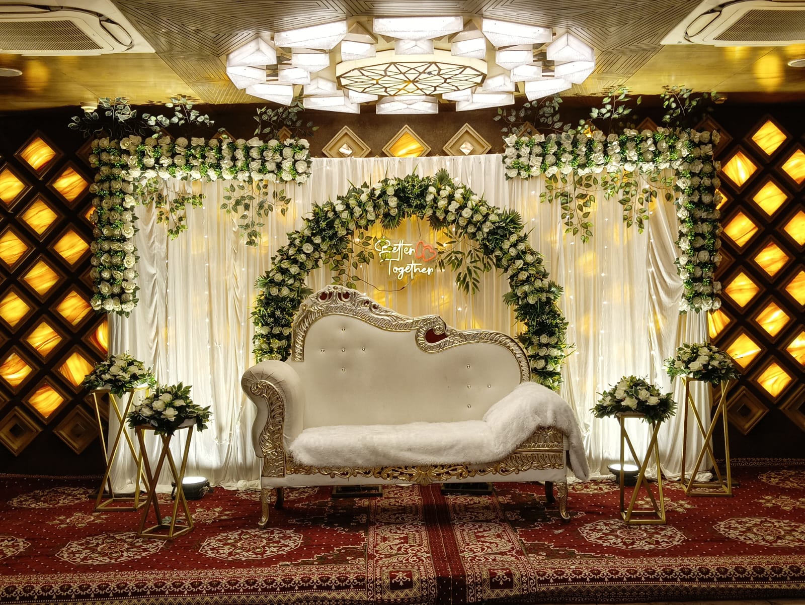 Golden Lattice Greenery Stage